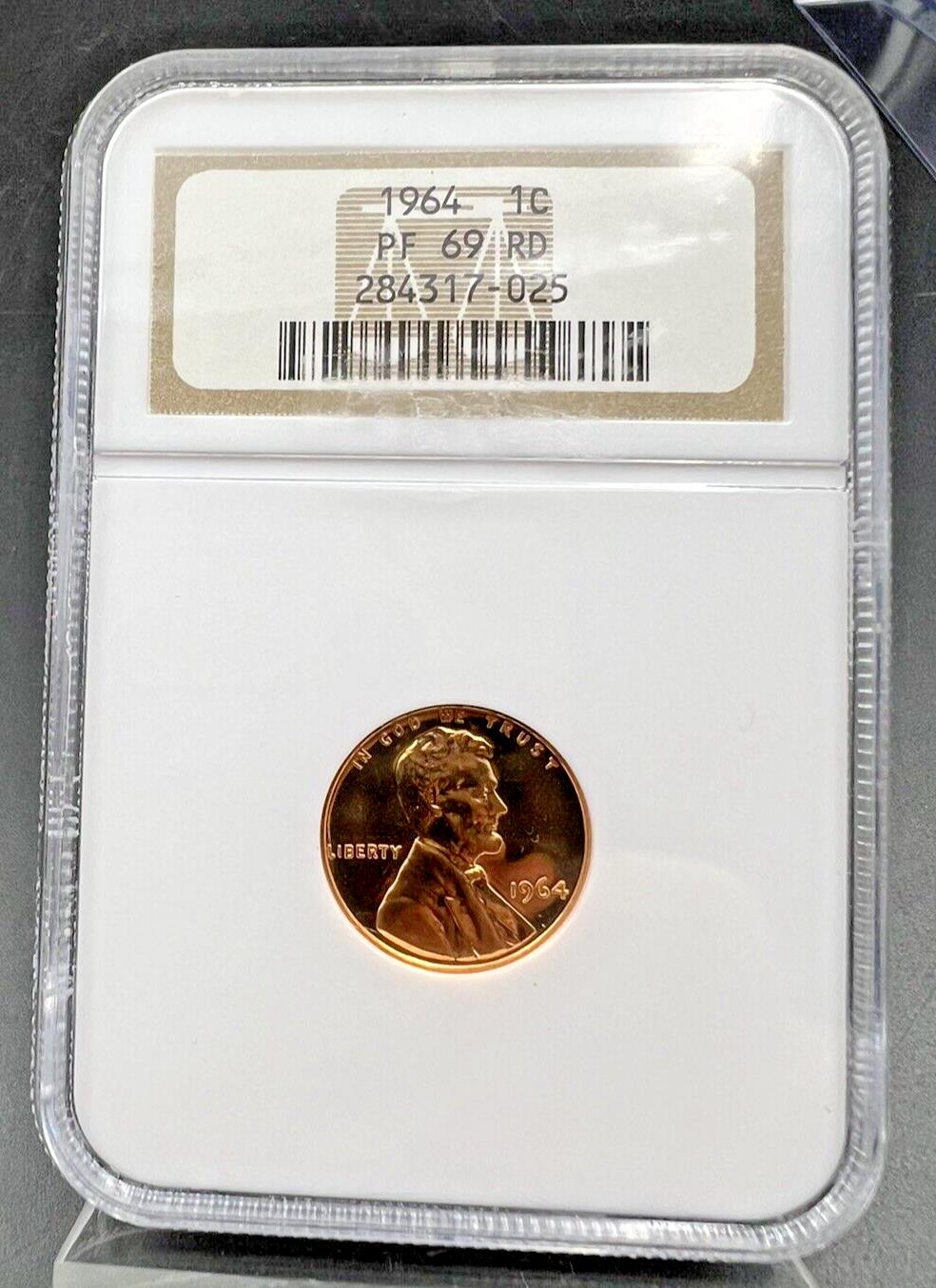 1964 P Lincoln Memorial Cent Penny Coin NGC PF69 RD Gem BU Certified