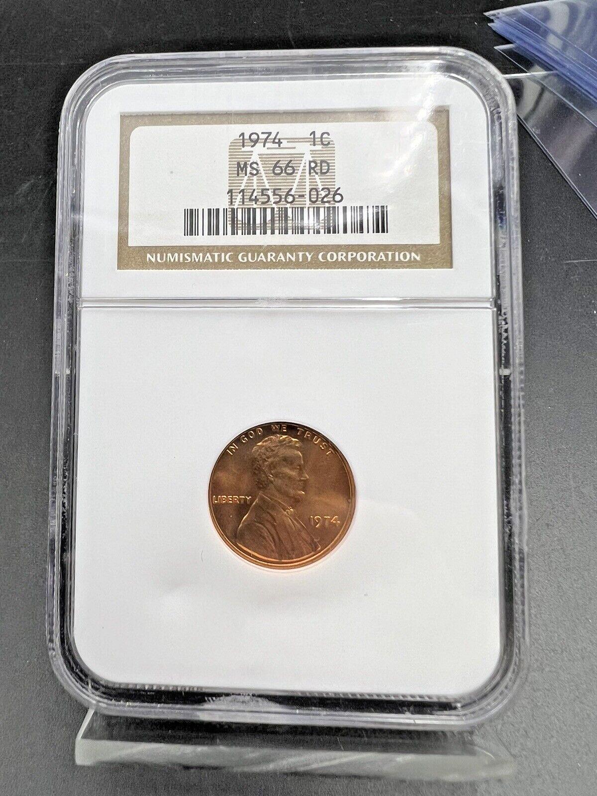1974 P Lincoln Memorial Cent Penny Coin NGC MS66 RD Gem BU Certified
