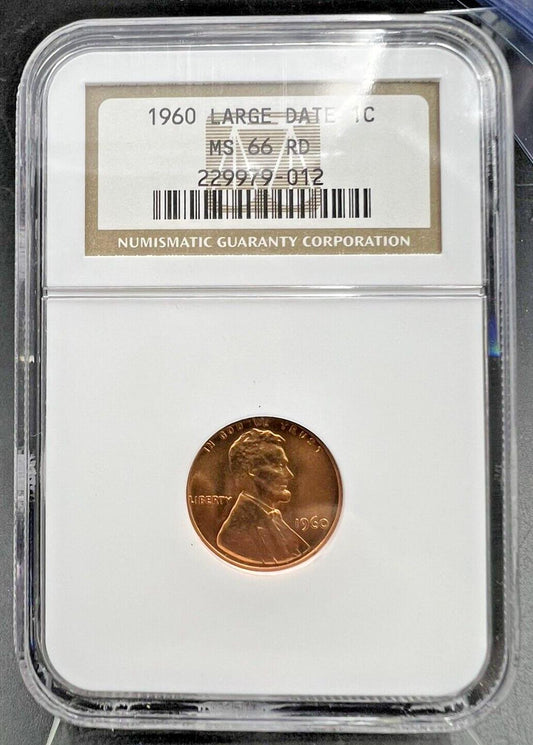 1960 P Lincoln Memorial Cent Penny Coin NGC MS66 RD Large Date #2