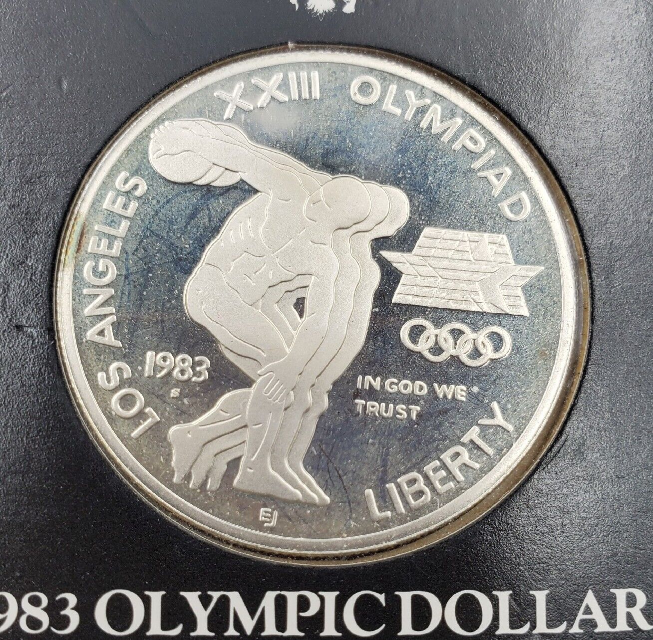 1983-S Proof Silver Dollar 1984 L.A. Olympics, Official US Olympic Coin Holder