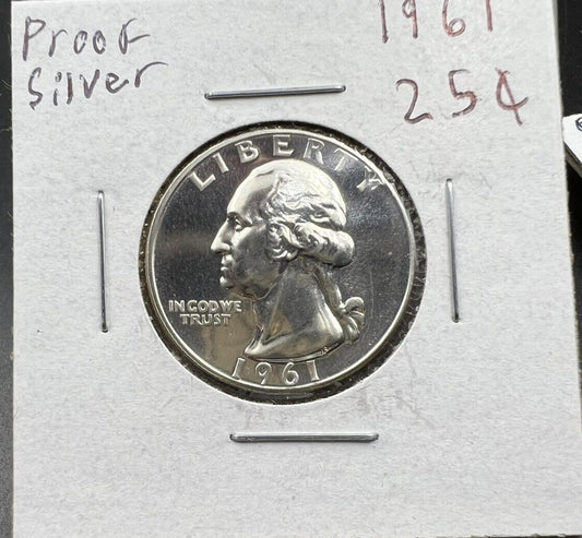 1961 P 25C Washington Quarter Silver Coin Gem Proof #B