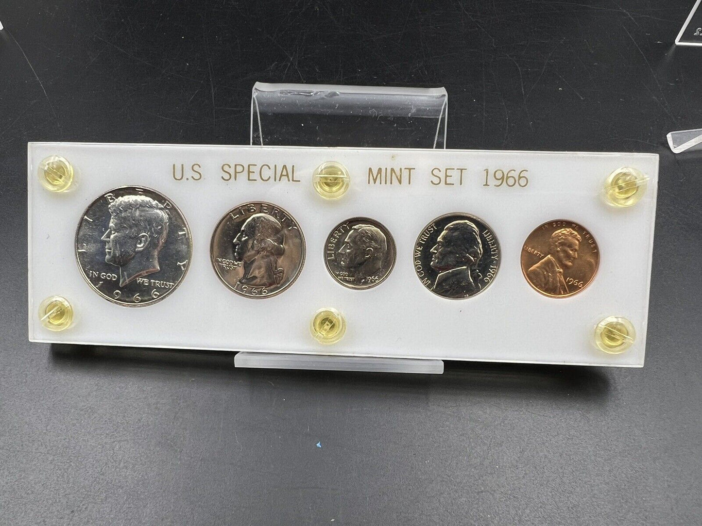 Large Struck Thru Error on 10c in 1966 US SMS Special Mint Set in Capitol Holder