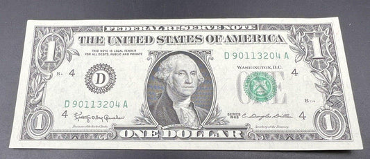 1963 $1 FRN Federal Reserve US Currency Bill UNC Uncirculated