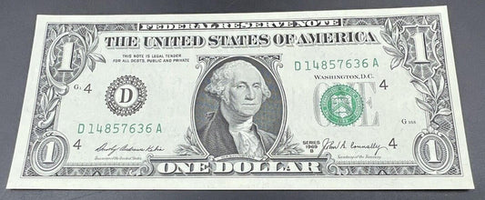 1969 B $1 FRN Federal Reserve US Currency Bill CH UNC #636