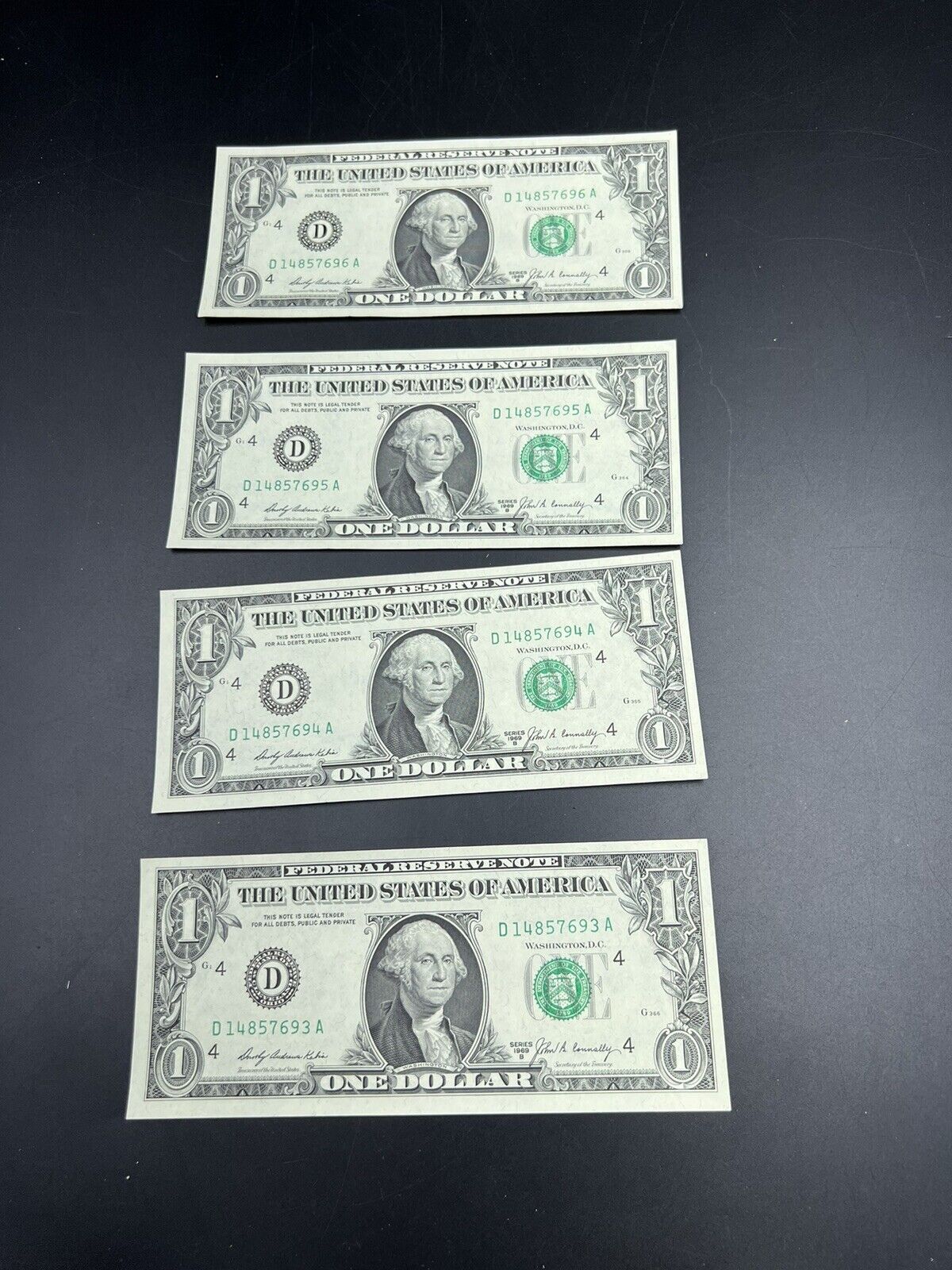 30 Consecutive Note Lot 1969 B $1 FRN Federal Reserve US Currency Bills CH UNC