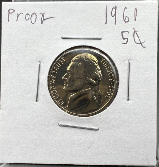 1961 P Jefferson Gem Proof Nickel Coin #B