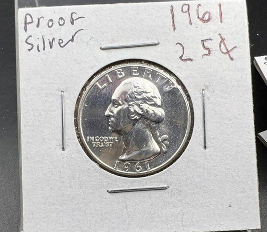 1961 P 25C Washington Quarter Silver Coin Gem Proof #A