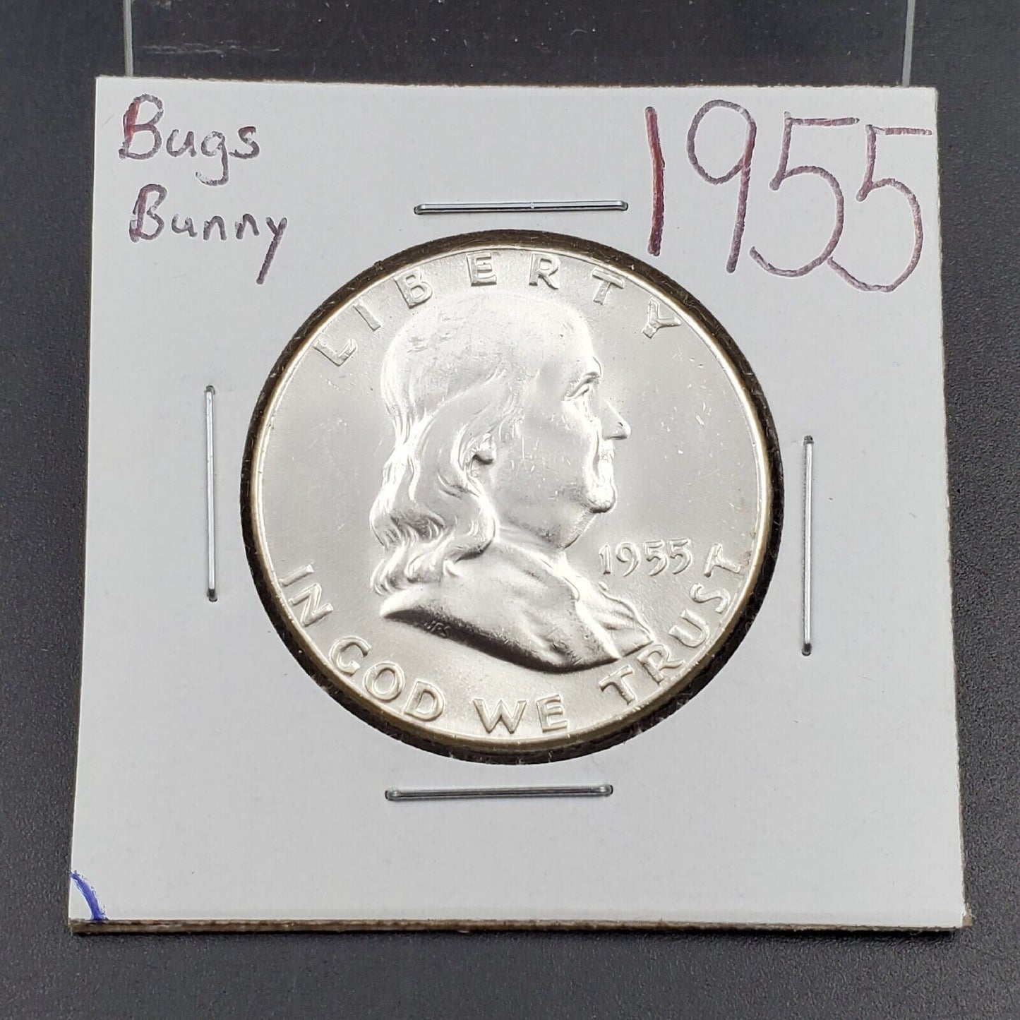 1955 P Franklin Silver Half Dollar Coin Bugs Bunny  FS-401 Variety BU UNC