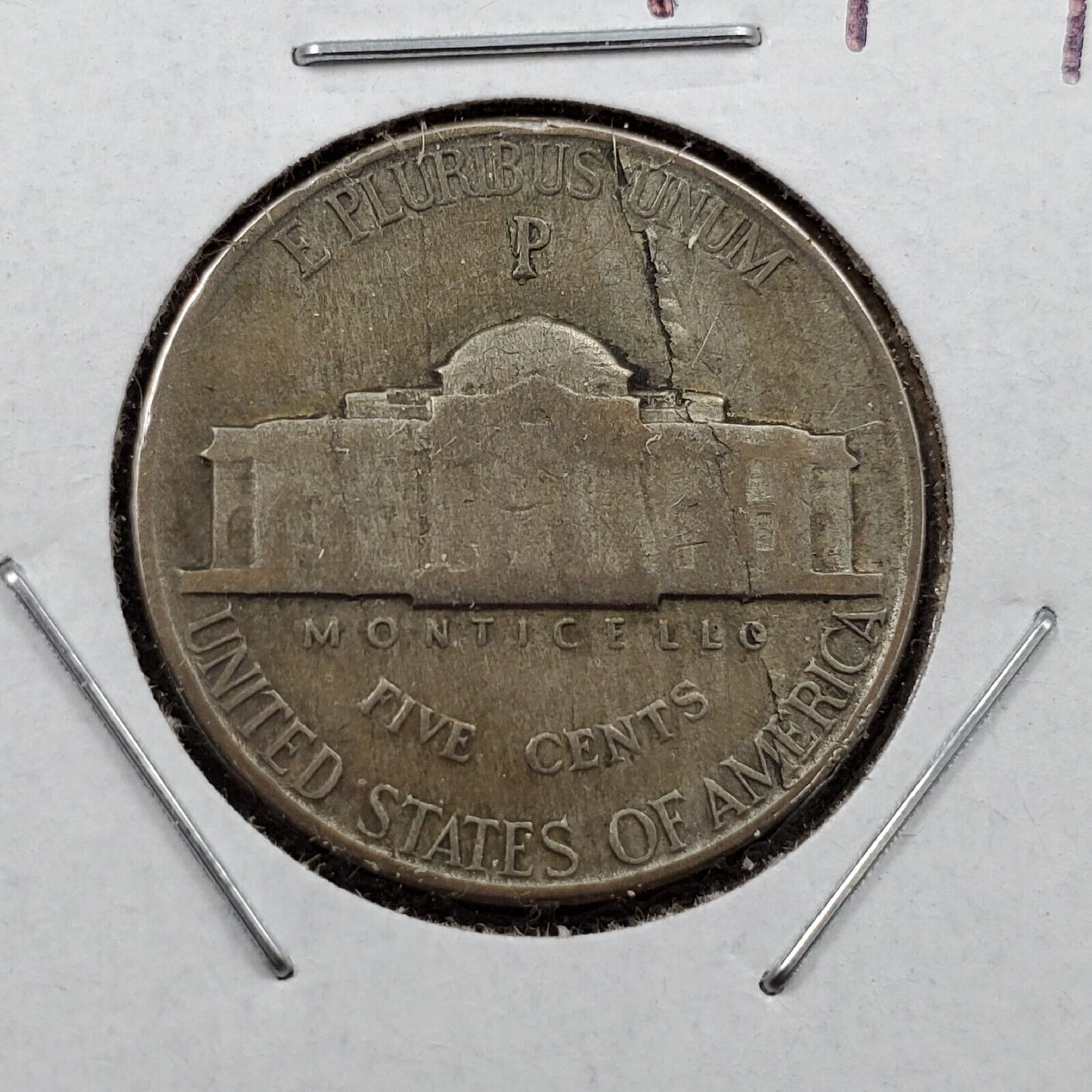 1943 P Jefferson Silver WW2 Era Nickel Laminated Planchet Error Coin #X