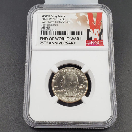 2020 W Weir Farm V75 WWII Privy Mark Park Quarter NGC MS 65 First Releases