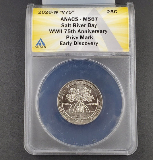 2020 W Salt River Bay National Park Quarter ANACS  MS67 V75 WWII PRIVY Mark