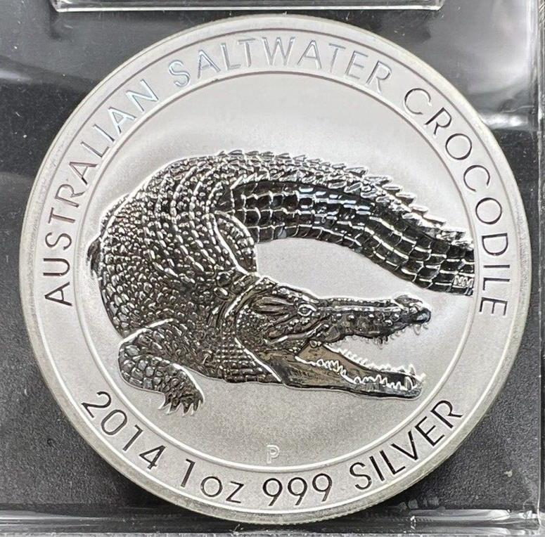 2014 Australian Saltwater Crocodile 1 Oz .999 Silver Coin Gem BU UNC