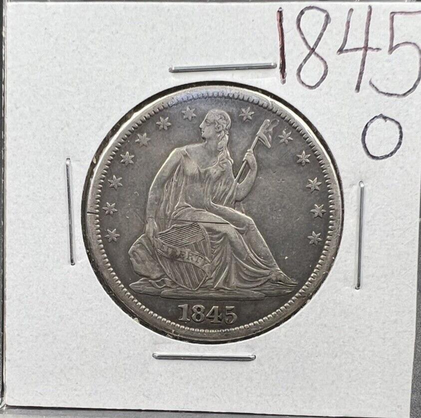 1845 O 50c Seated Liberty Silver Half Dollar Coin AVG XF EF Extra Fine Circ