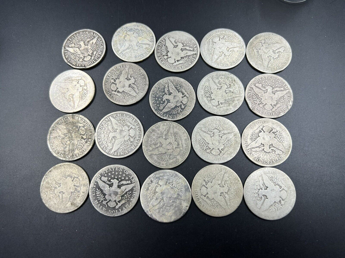 $10 FV Barber Silver Half Dollar Coin Roll AG + 90% silver 20 Coins