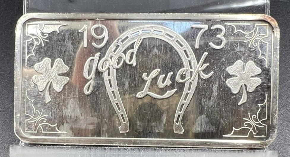 1973 Horse Shoe Horseshoe Good Luck 1 oz .999 Silver Bar Great Lakes Mint CH UNC