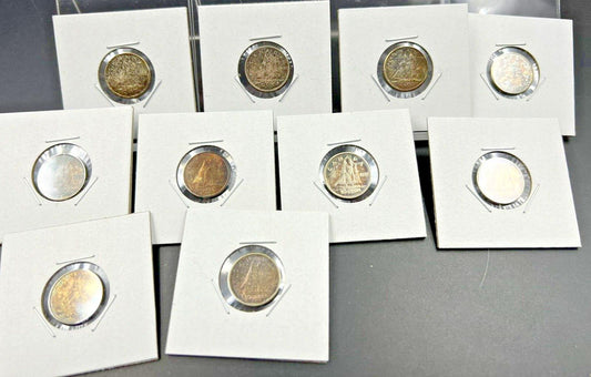 Toner Lot of 10 80% Canada Silver Dime Coins with Nice Toning