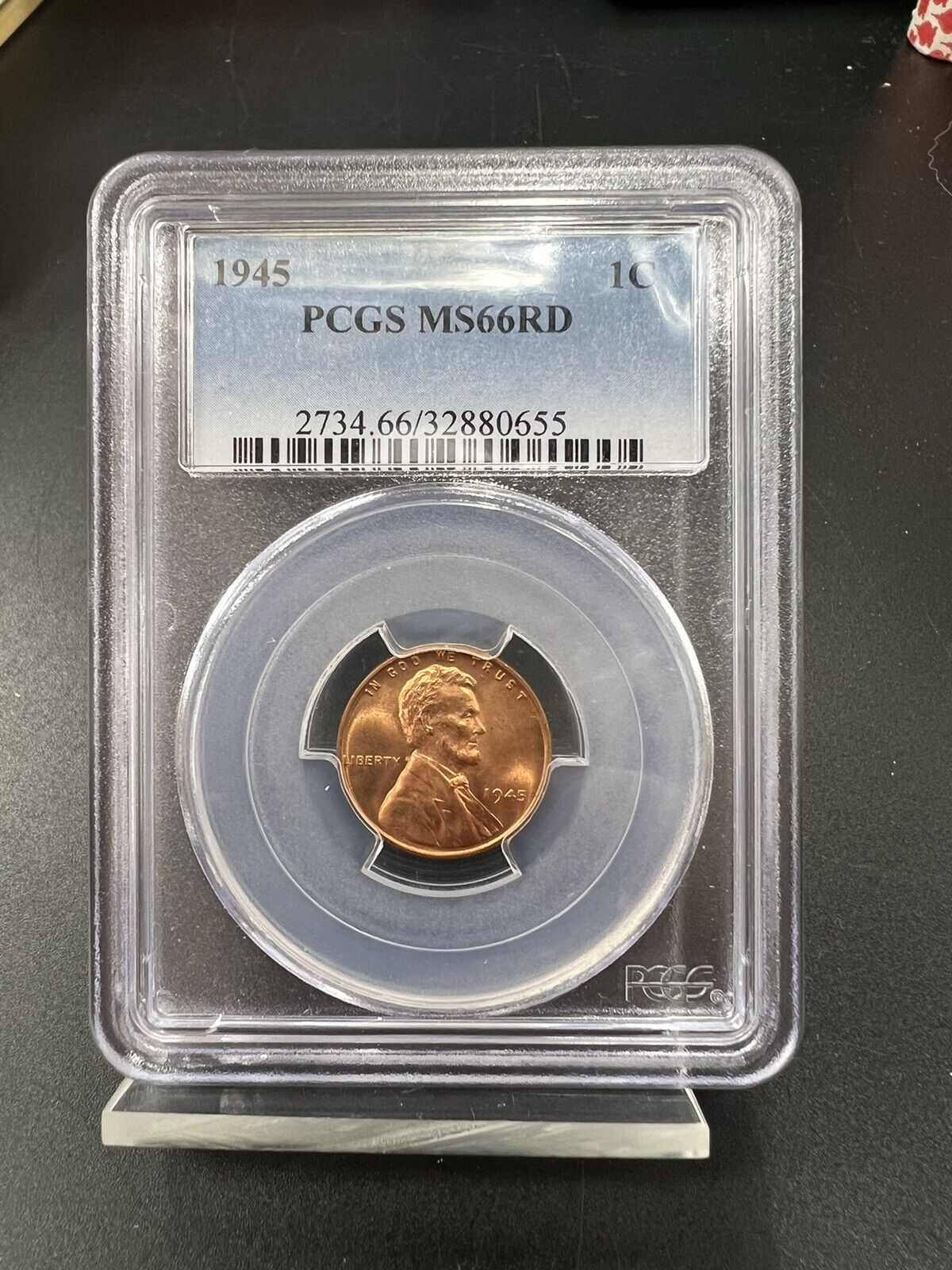 1945 P Lincoln Wheat Cent Penny Coin PCGS MS66 RD RED #2