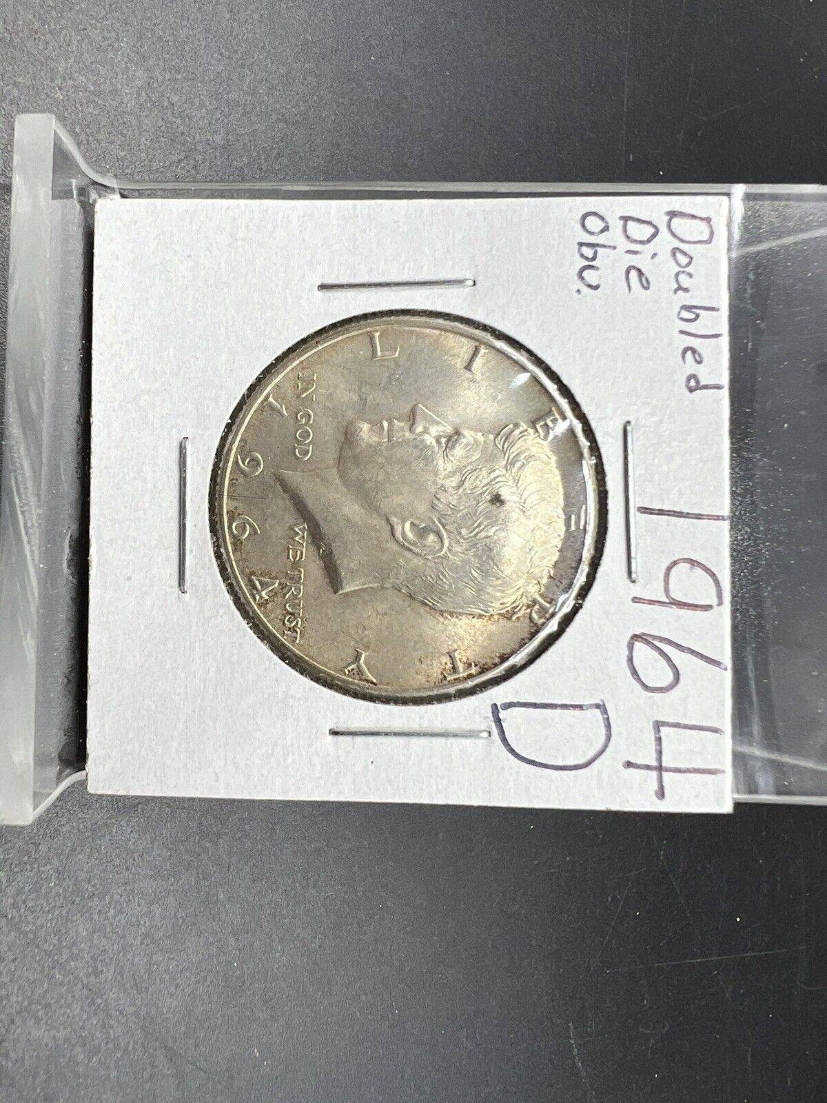 1964 D 50C Kennedy Half Dollar Coin CH-AU DDO Double Die OBV Minor Variety TONER