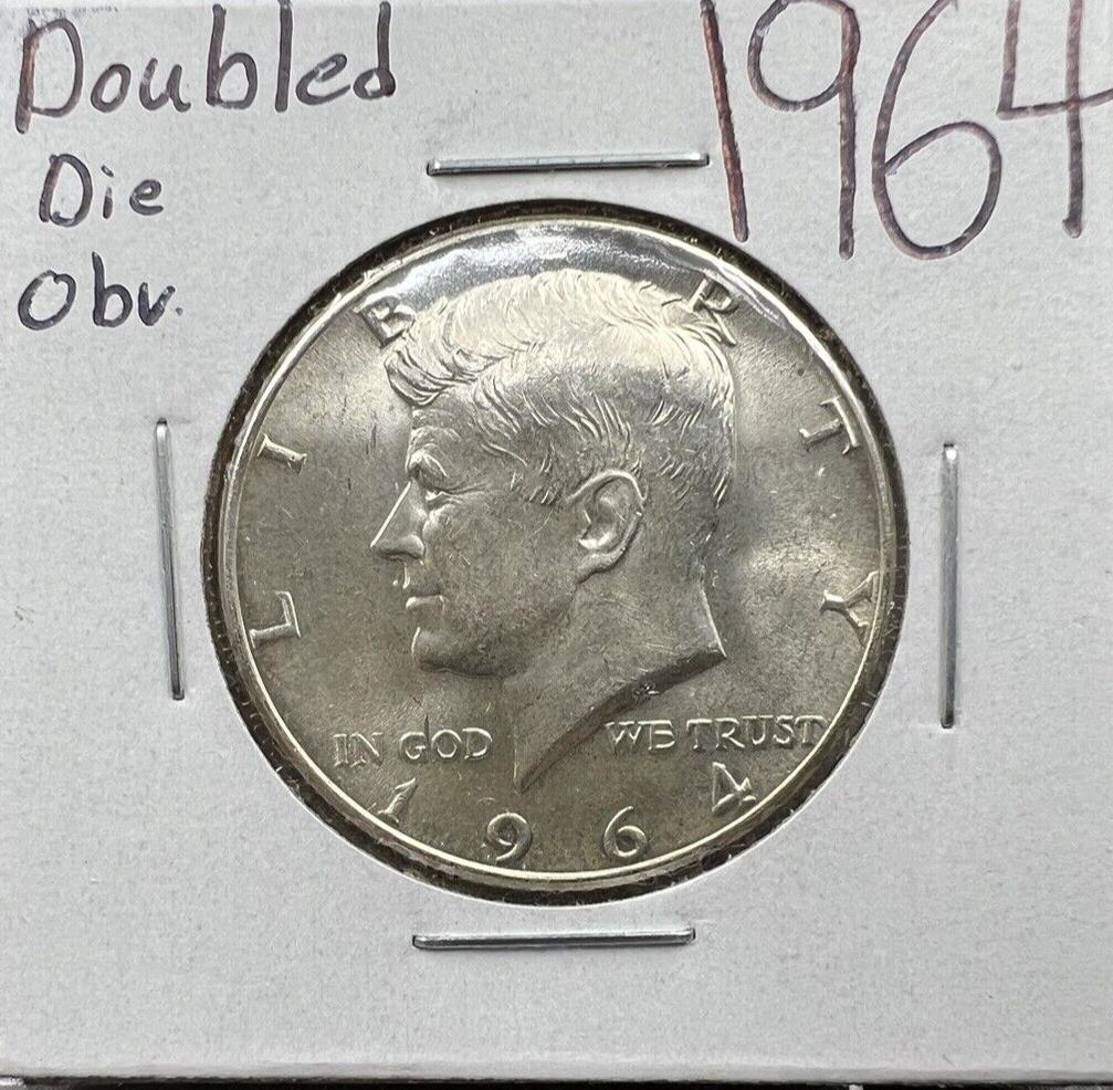 1964 P 50C Kennedy Half Dollar Coin CH AU DDO Double Die OBV Minor Variety #A