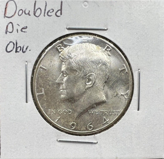1964 P 50C Kennedy Half Dollar Coin CH AU DDO Double Die OBV Minor Variety #B