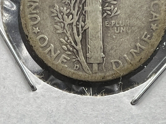 1940 D/D RPM 002 Variety Mercury Silver dime coin VG circ