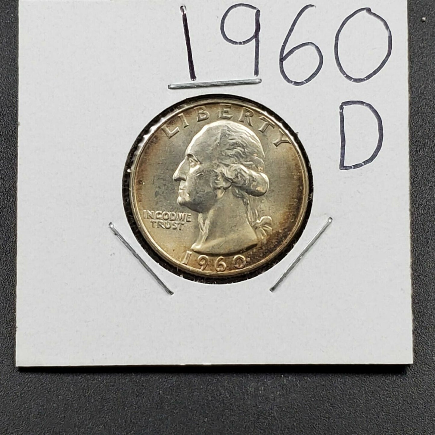 1960 D 25C Washington Quarter Silver Coin Choice BU Uncirculated Neat Toning