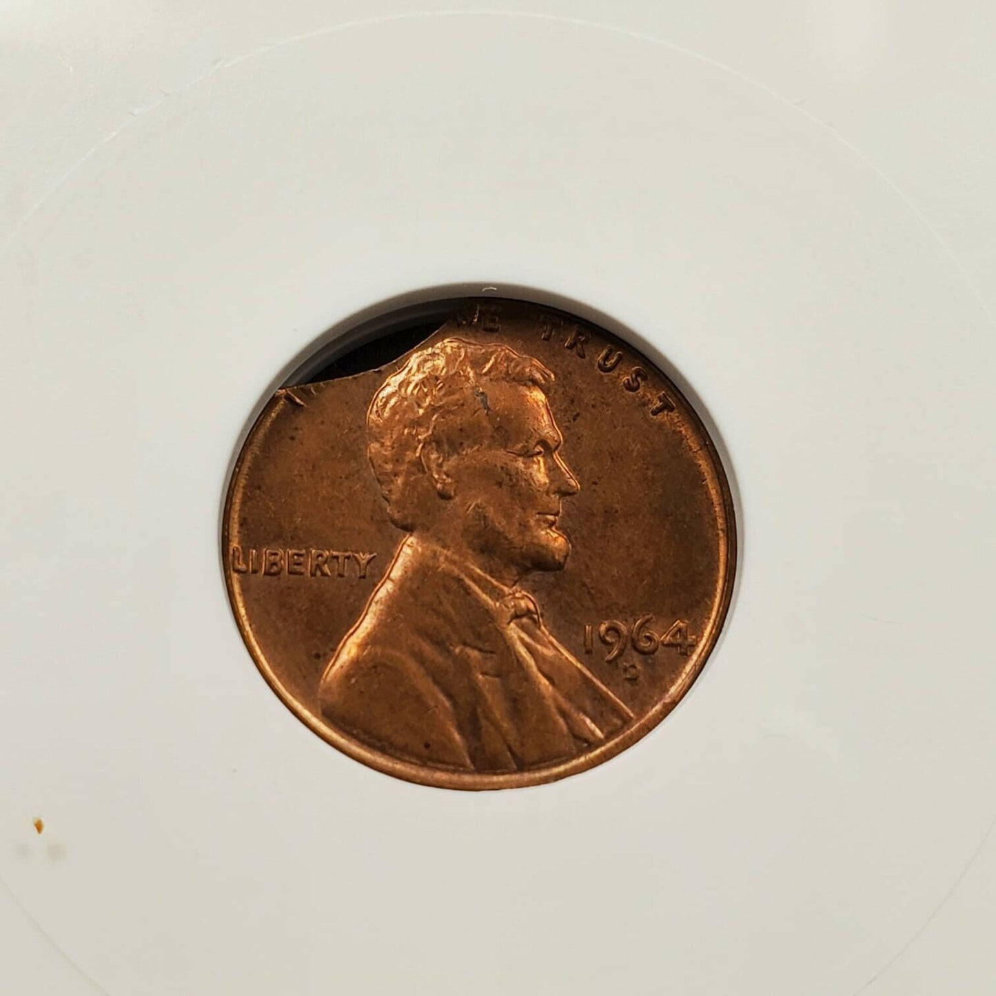 1964 D Lincoln Cent Penny Coin ANACS UNC DETS CLIPPED PLANCHET CLIP ERROR