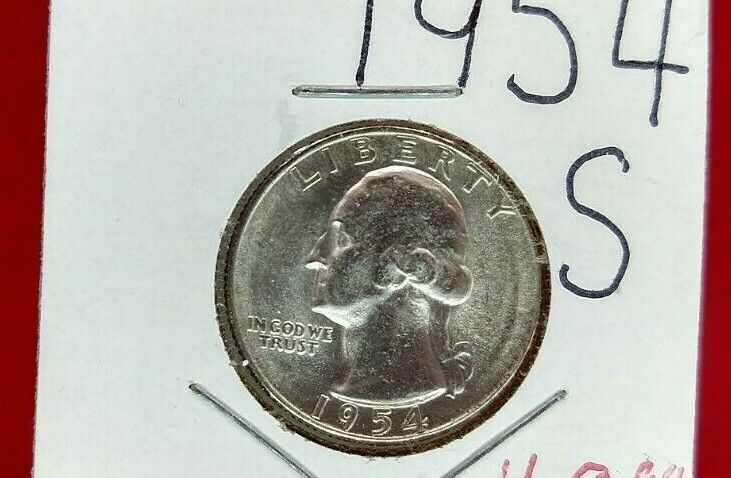 1954 S 25C Washington Quarter Silver Coin CHOICE BU UNC LAST YEAR OF BU ISSUE