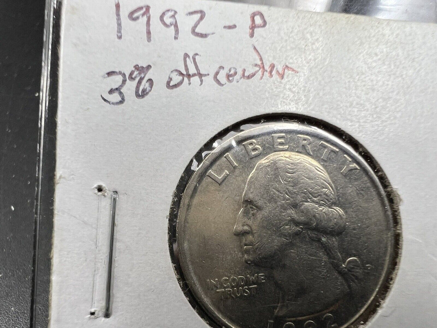 1992 P Washington Clad Quarter coin Slight Broadstrike Error Circ