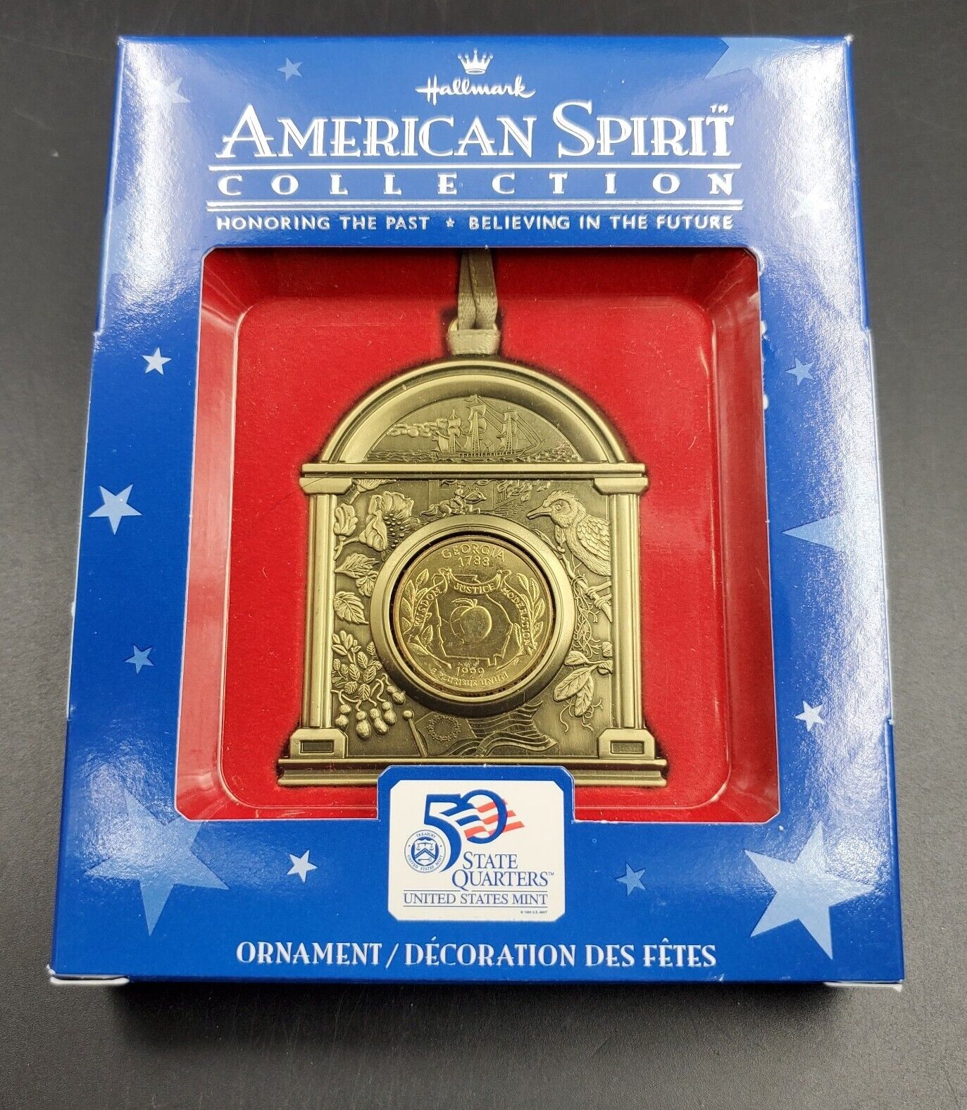 1999 Georgia State Quarter Ornament Hallmark American Spirit Collection In Box