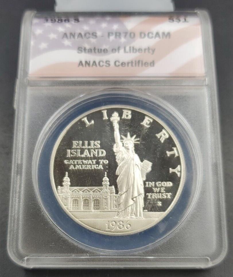 1986 S Statue Of Liberty Commemorative Silver Dollar ANACS PF70 DCAM