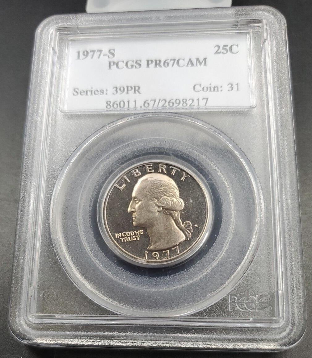 1977 S 25c Washington Clad Quarter Gem Proof Coin PCGS PR67 Cam Cameo