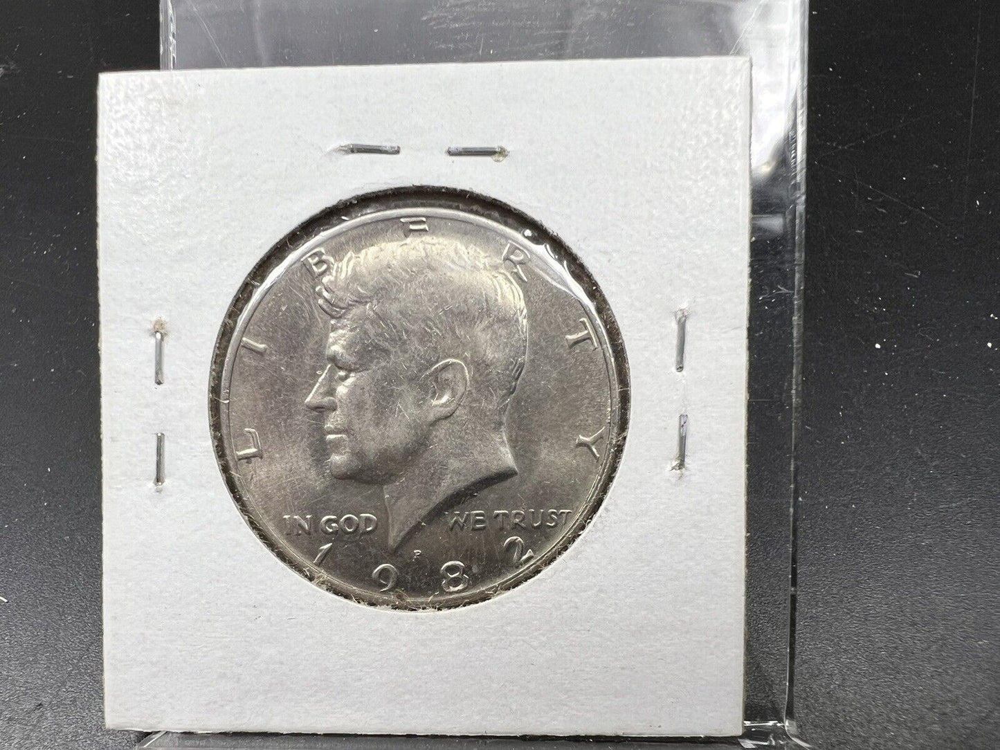 1982 P 50c Missing Designers Initials FG Error Coin Kennedy Half Dollar BU UNC