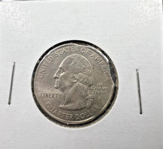 Double Clipped Planchet error Coin 2001 North Carolina State Quarter Circ