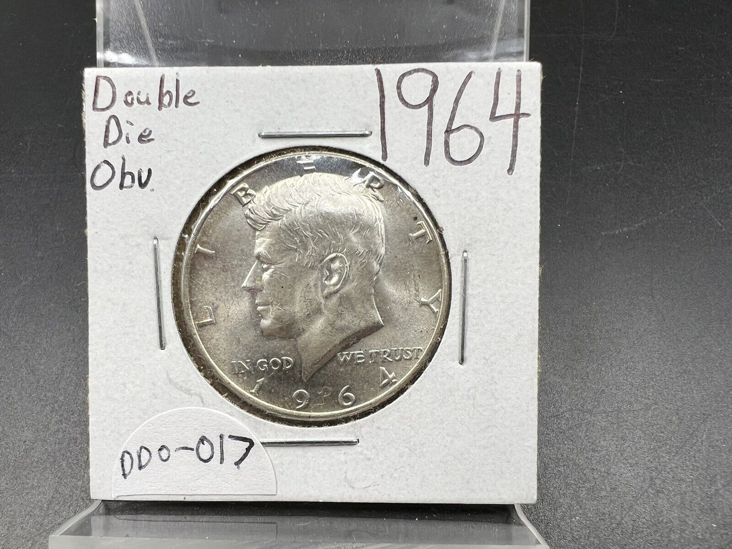 1964 P 50c Kennedy Silver Half Dollar DDO-017 Double Die Obverse