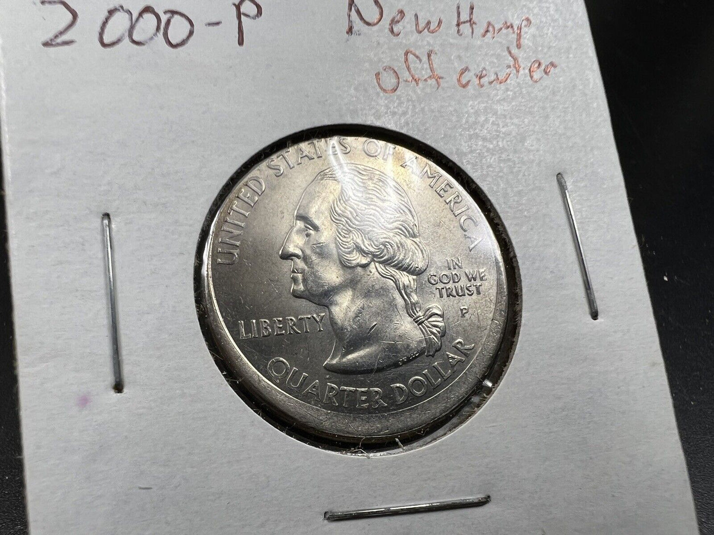 2000 P 25c New Hampshire State Statehood Quarter Coin BU UNC Off Center Error
