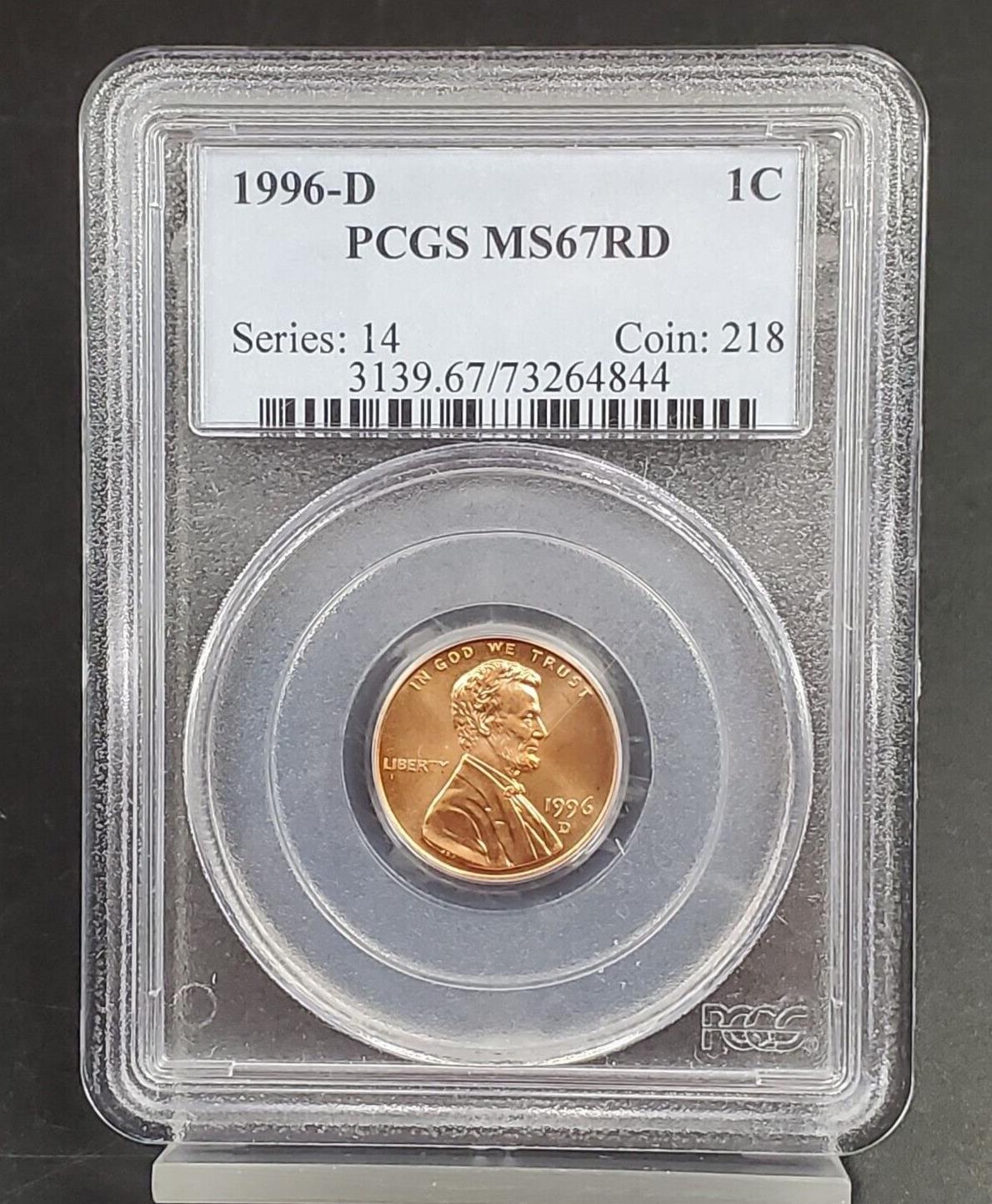 1996 D Lincoln Memorial Cent Penny Coin PCGS MS67 RD Gem BU Certified