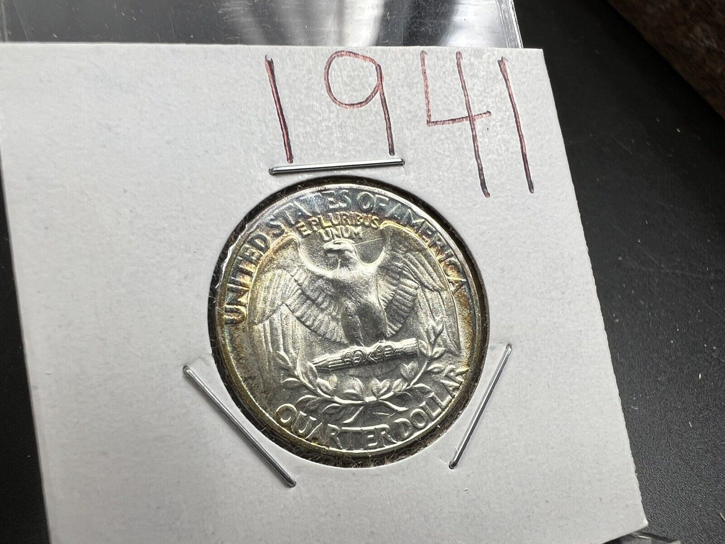 1941 P Washington Silver Quarter Coin Choice AU About UNC Nice Toning Toner