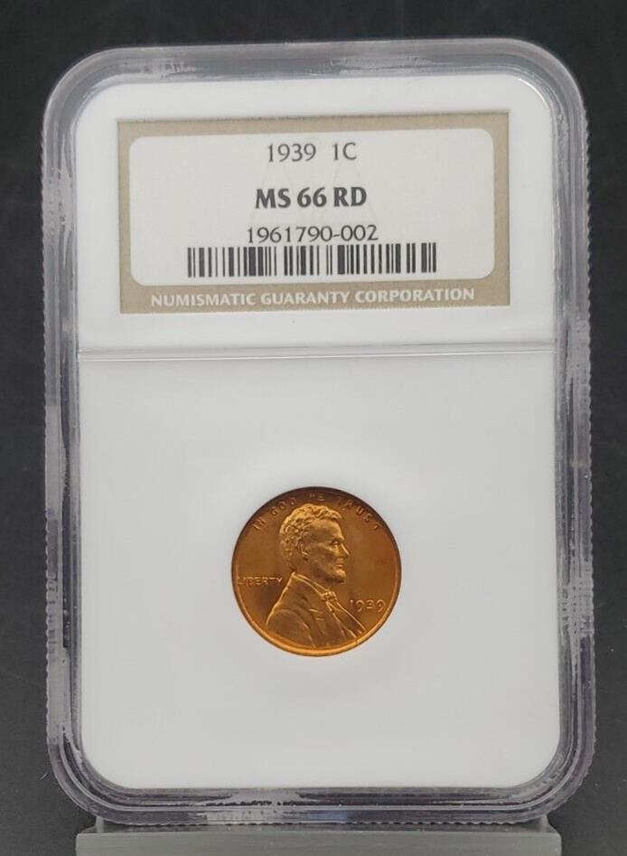 1939 P Lincoln Wheat Cent Penny Coin NGC MS66 RD GEM BU Brown Label
