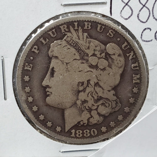 1880 CC Morgan Silver Eagle Dollar Coin Choice VG Very Good Cir Carson City Mint