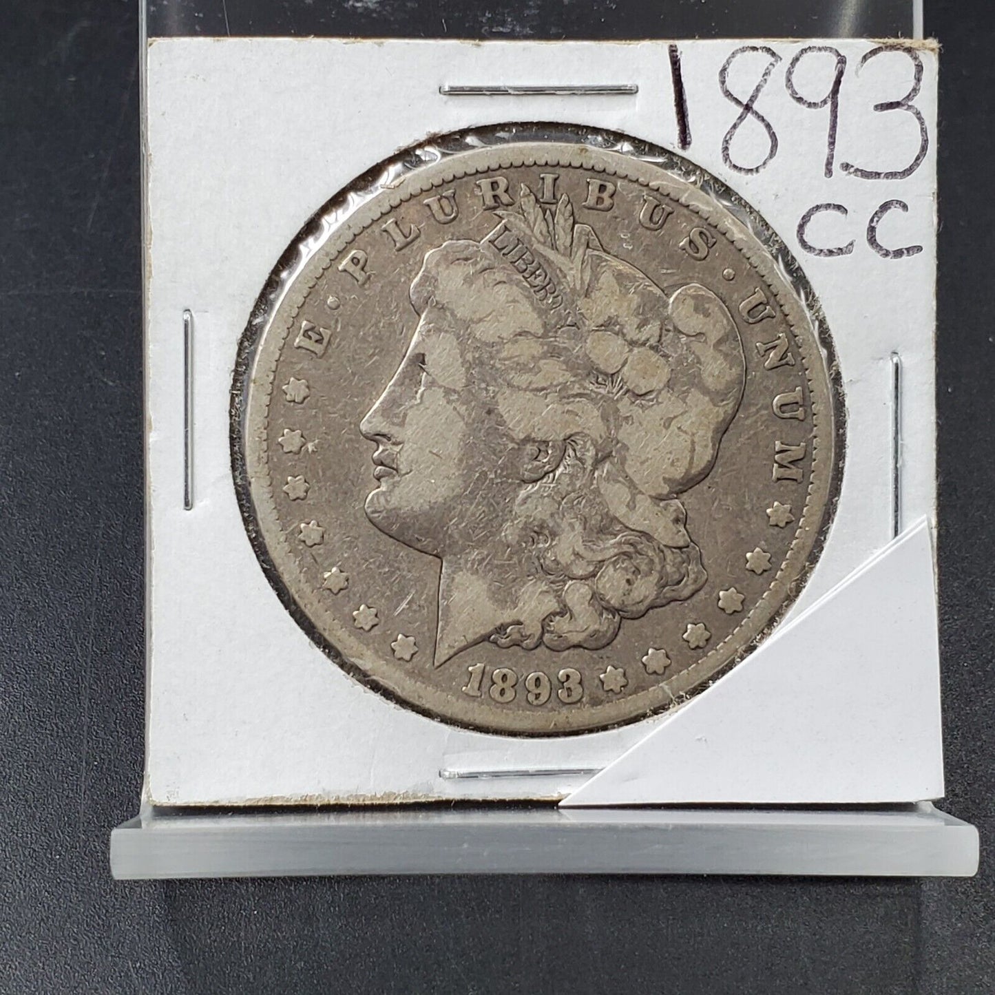 1893 CC Morgan Silver Eagle Dollar Coin Carson City Fine Details Semi key date