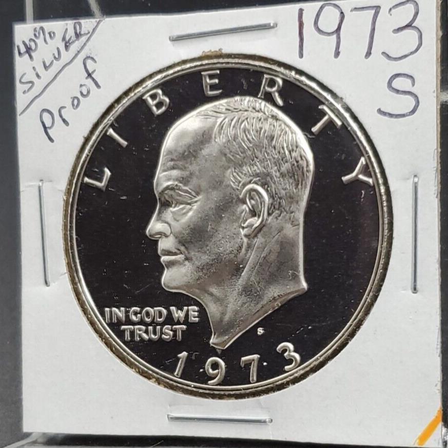 1973 S $1 Eisenhower Brown Ike 40% Choice Gem Proof Silver Dollar