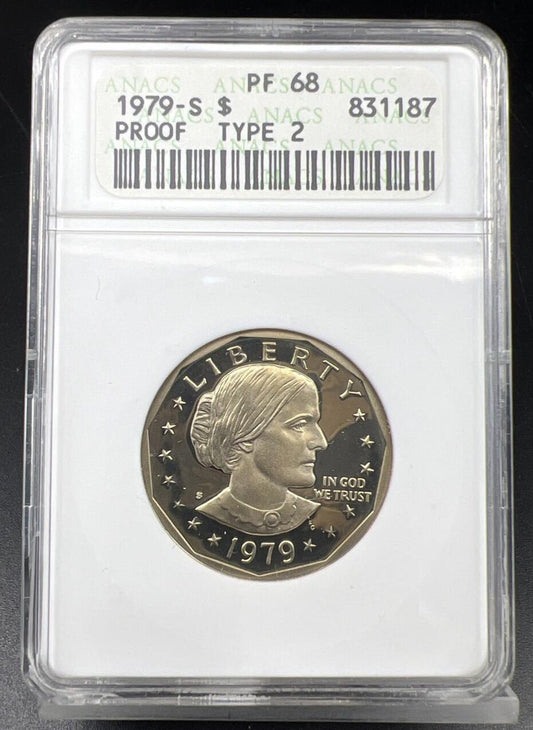 1979 S SBA $1 Susan B Anthony Small Type 2 Coin ANACS Certified PF68 Proof
