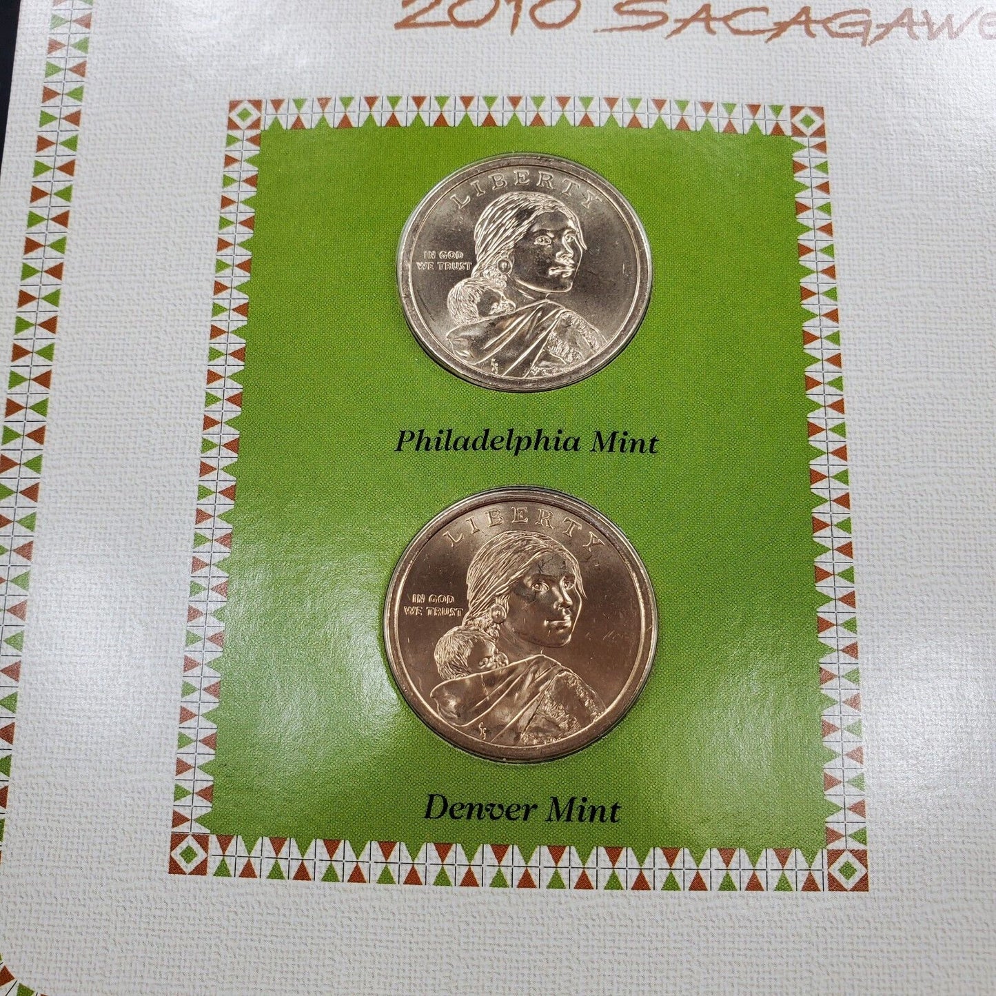2010 P & D Sacagawea Gold Dollars & 1988 USA 25C Stamp Uncirculated