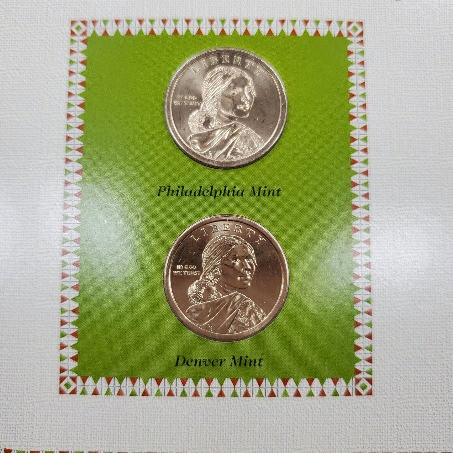 2012 P & D Sacagawea Gold Native Dollars & 1994 USA 29C Stamp Uncirculated