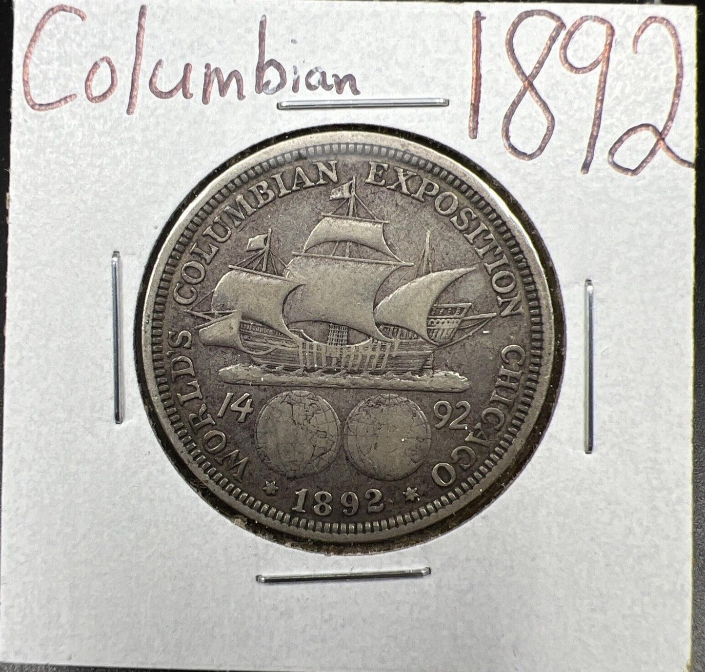 1892 Columbian Silver Half Dollar Worlds Fair Coin VF Very Fine Circ