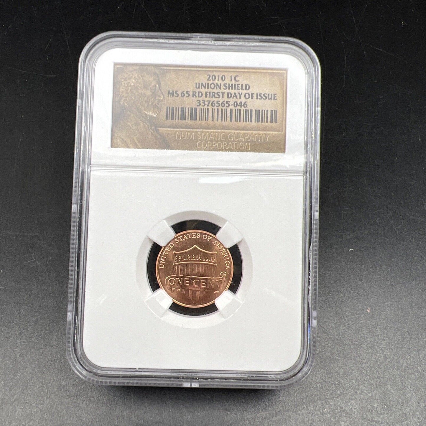 2010 P 1c Lincoln Shield Cent Penny Coin MS65 RD NGC FDC First Day Ceremony #046