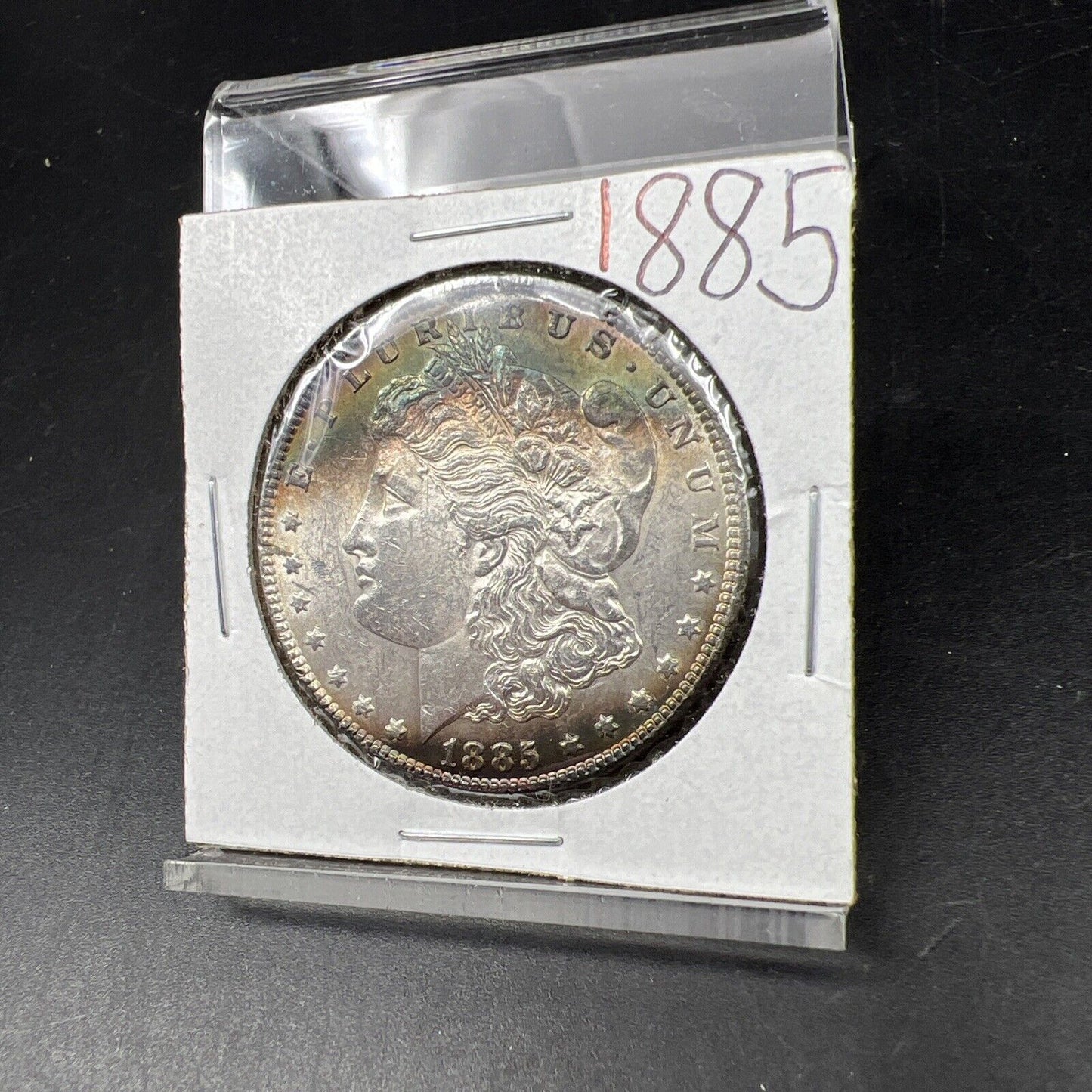 1885 P Morgan Silver Dollar Coin Choice AU About UNC PQ Toning Toner OBV