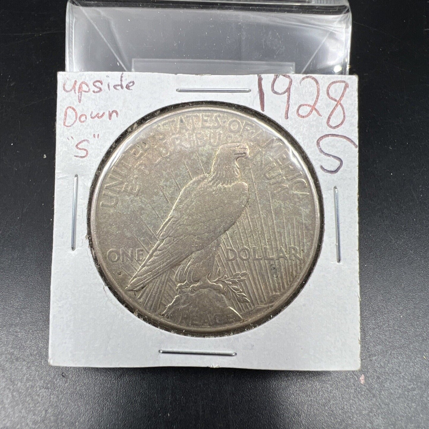 1928 S $1 Peace Silver Dollar Coin Upside Down Mint Mark VAM Variety XF EF Circ