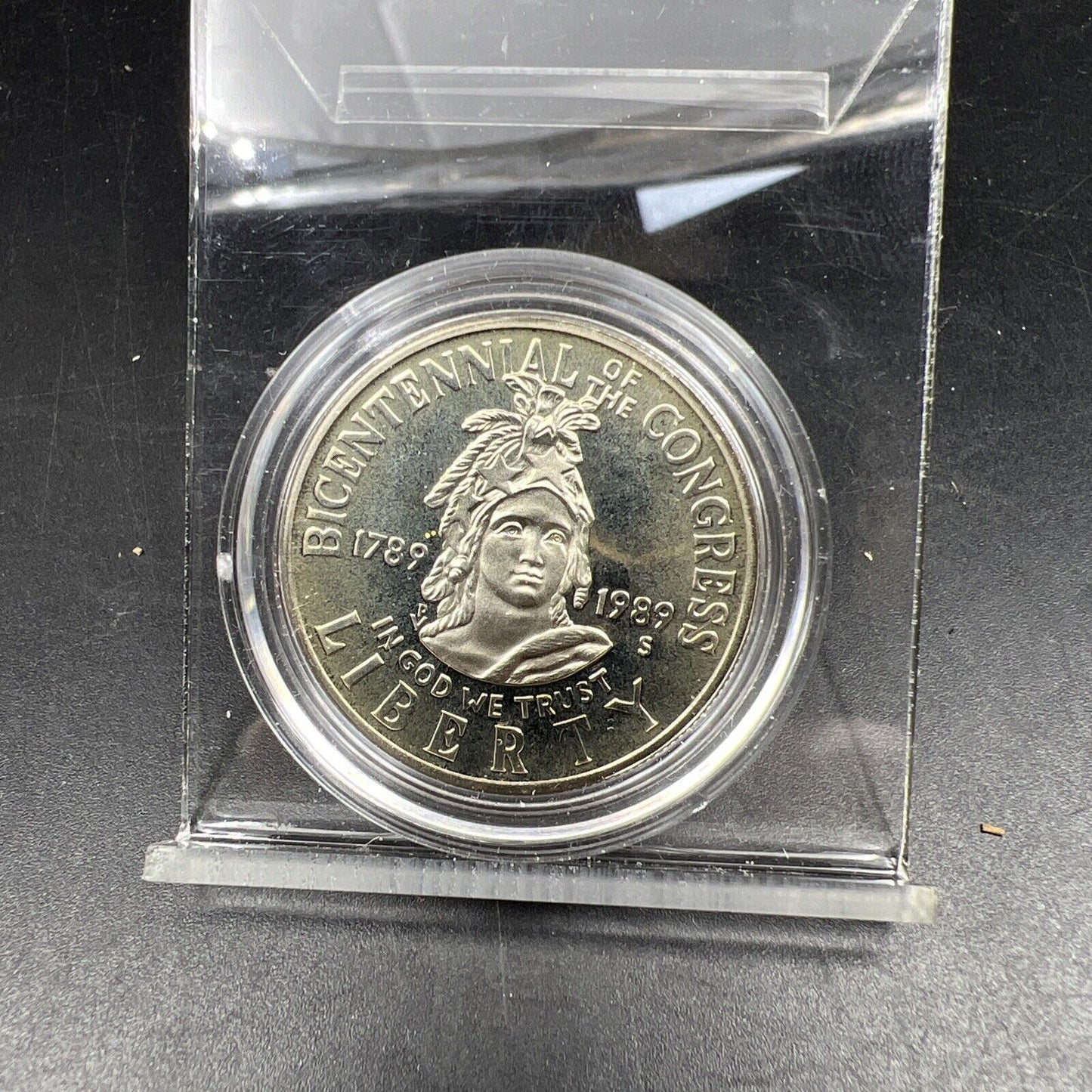 1989 S Library of Congress Commemorative Half Dollar Coin in Capsule UNC Proof